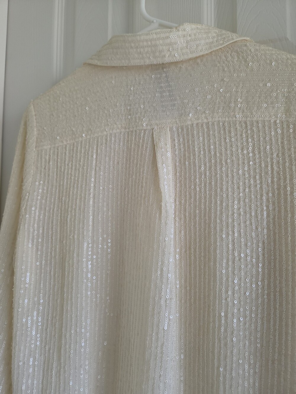Anthropologie The Remie Sequin Button Down Shirt Cream Ivory Blouse Size M - Picture 9 of 9